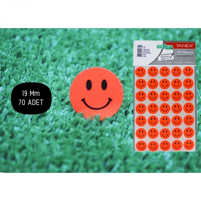 TANEX TNX-326 19mm. FLORASAN KIRMIZI GÜLEN YÜZ STICKER 2Lİ