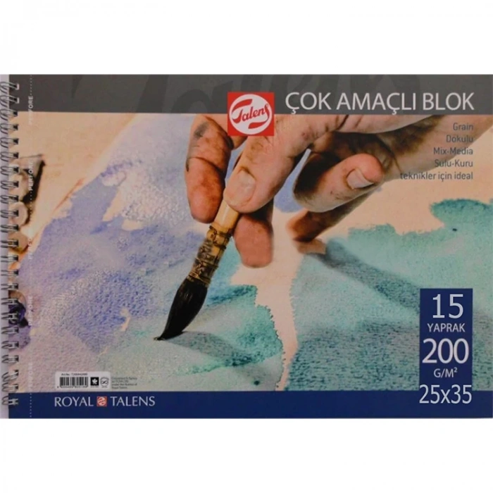 TALENS SPİRALLİ RESİM DEFTERİ - ÇOK AMAÇLI BLOK 25X35cm 200gr. 15YP. - T200253515