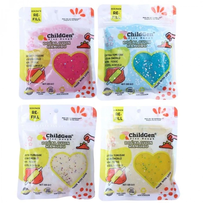 CHILDGEN PLAY DOUGH - ECOPACK SİMLİ OYUN HAMURU SETİ POŞETLİ 4lü x 125gr.