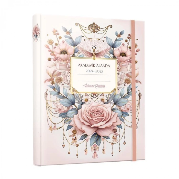 VICTORIAS JOURNALS 1259 GİZLİ SPİRALLİ 17x23  LASTİKLİ SERT KAPAK 2024-2025  AKADEMİK AJANDA