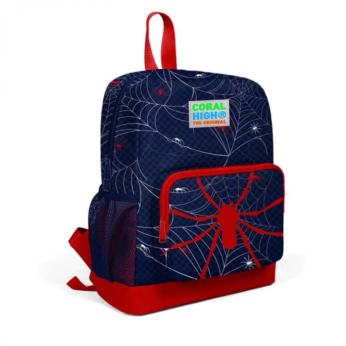 CORAL HIGH 23620 KİDS LACİVERT KIRMIZI ÖRÜMCEK DESENLİ İKİ BÖLMELİ OKUL SIRT ÇANTASI