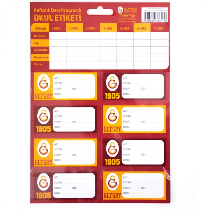 TMN GALATASARAY DERS PROGRAMLI OKUL ETİKETİ 3 YP - 463643