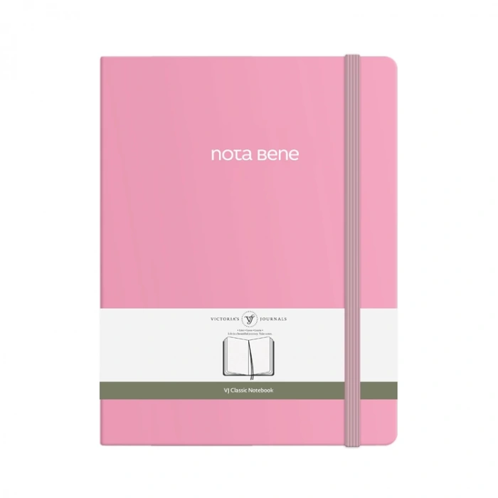 VICTORIAS JOURNALS NOTE BENE 9215 CLASSIC NOTEBOOK SERT KAPAK 19x25cm 70gr.320 YP. ÇİZGİLİ DEFTER PEMBE
