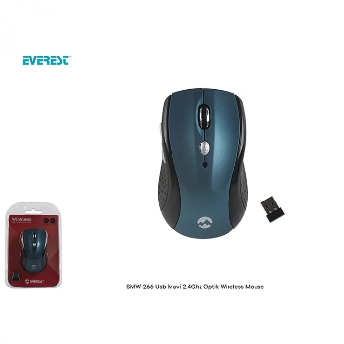 EVEREST SMW-266 USB 2.4Ghz OPTİK WIRELESS MOUSE MAVİ