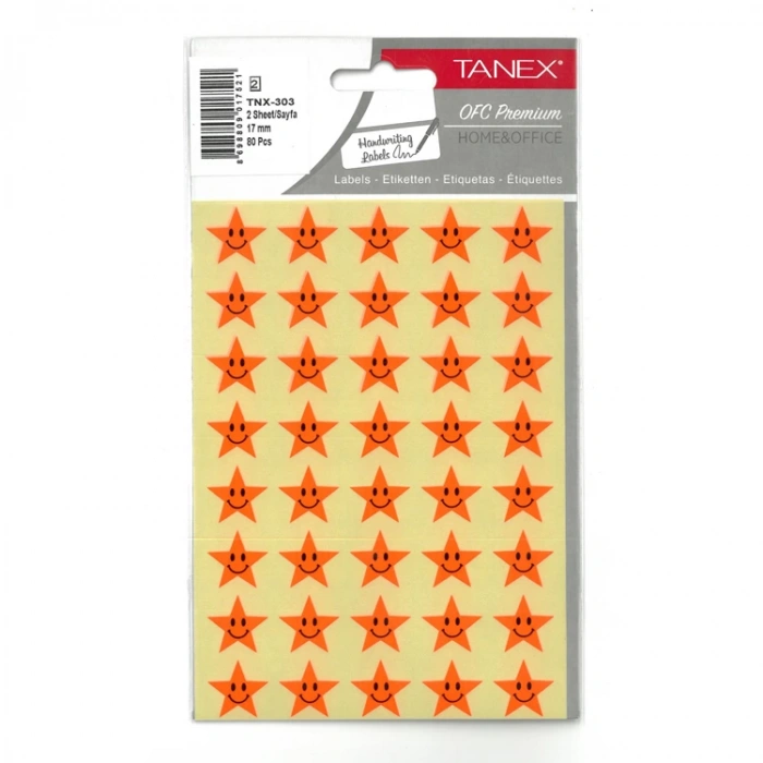 TANEX TNX-303 17mm. FLORASAN KIRMIZI GÜLEN YILDIZ STICKER 2Lİ