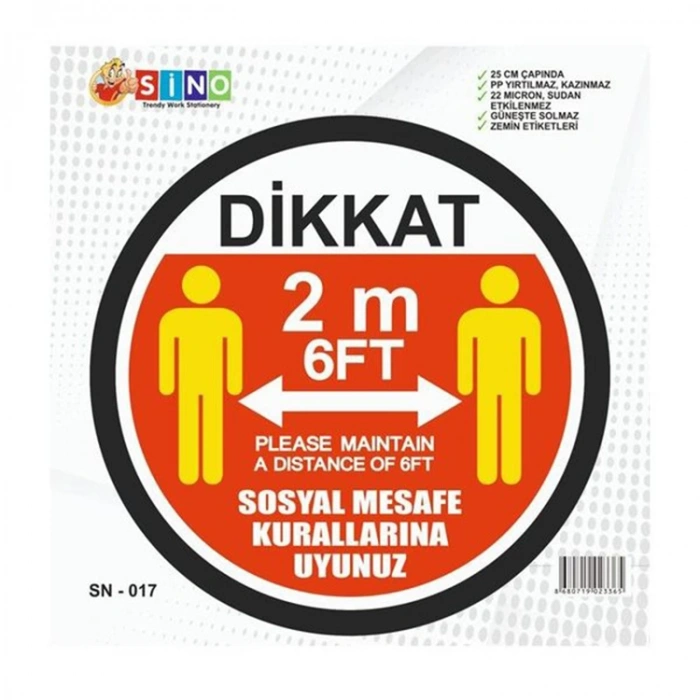 SİNO ZEMİN UYARI ETİKETİ - SOSYAL MESAFE