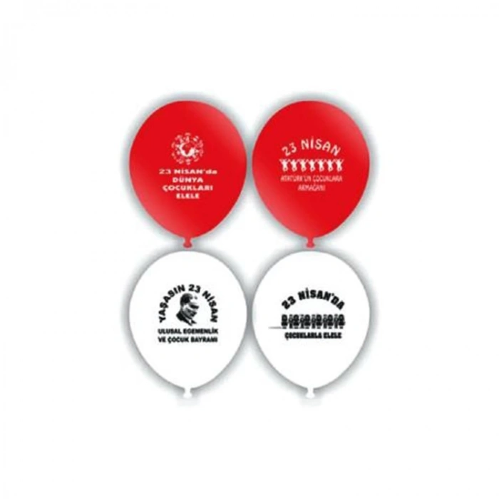 ATOM BALON 23 NİSAN YAZILI BASKILI BALON (100lü) POŞET