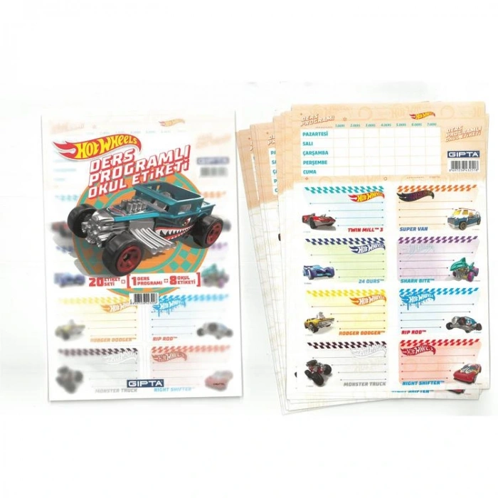 GIPTA HOTWHEELS DERS PROGRAMLI OKUL ETİKETİ 20 YP.- 5411