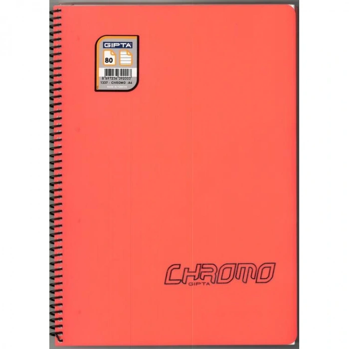GIPTA CHROM-O SPİRALLİ  PP. KAPAK A4 80YP.ÇİZGİLİ DEFTER -1337