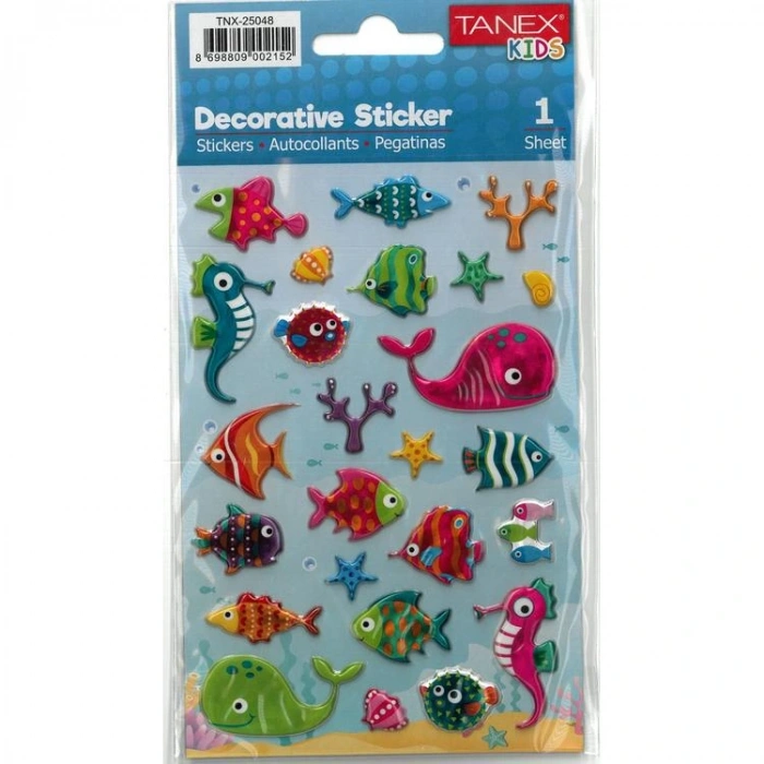 TANEX KIDS TNX-25048 DEKORATİF ETİKETLER - DENİZ HAYVANLARI SERİSİ STICKER