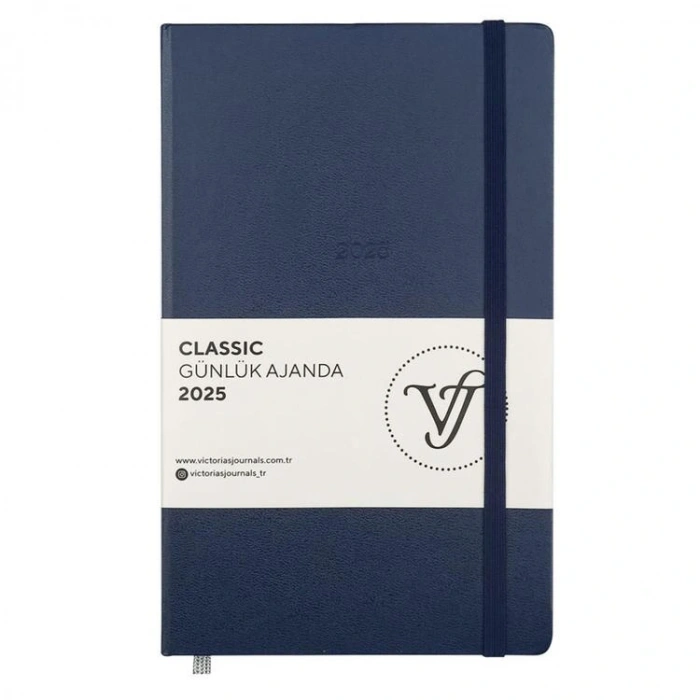 VICTORIAS JOURNALS 124-1448 13X21 CLASSIC LASTİKLİ GÜNLÜK AJANDA - LACİVERT