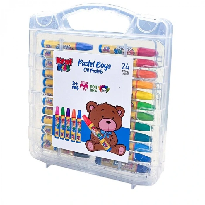 KRAF KIDS KK525 OIL PASTELS- PASTAL BOYA SETİ 24LÜ PLASTİK ÇANTALI KUTU