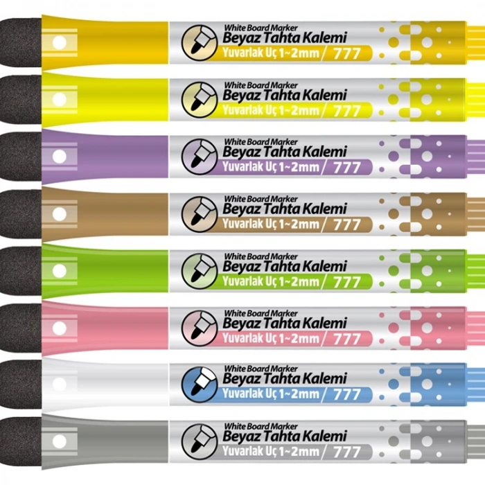 KRAF 777 BEYAZ TAHTA KALEMİ MIKNATISLI VE SİLGİLİ 8Lİ SET