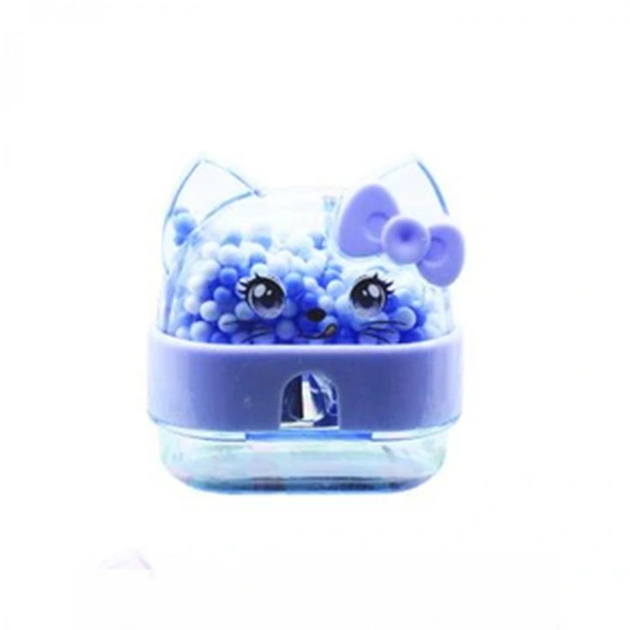 MİKRO MK-4060 KITTY CUTE RENKLİ BONCUKLU ÇİFT DELİKLİ HAZNELİ KALEMTRAŞ