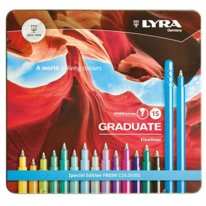 LYRA GRADUATE FINELINER KALEM 0.5mm (FRESH) METAL KUTU 12Lİ - L6771150