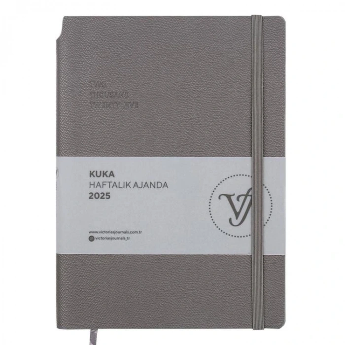 VICTORIAS JOURNALS 124-1437 14X20,5 KUKA HAFTALIK AJANDA A5 - GRİ