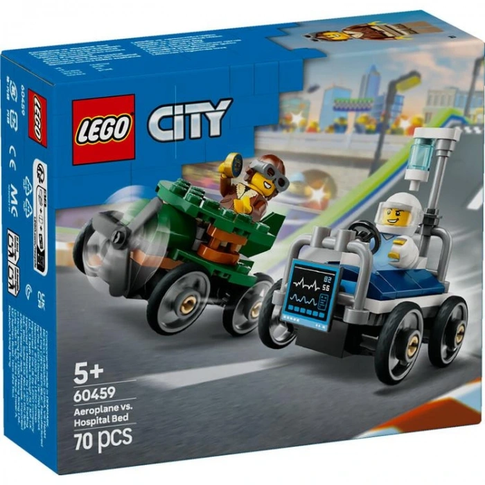 LEGO CITY 60459 UÇAK HASTAHANE ARABASINA KARŞI YARIŞ ARABASI PAKETİ 70 PARÇA 5+