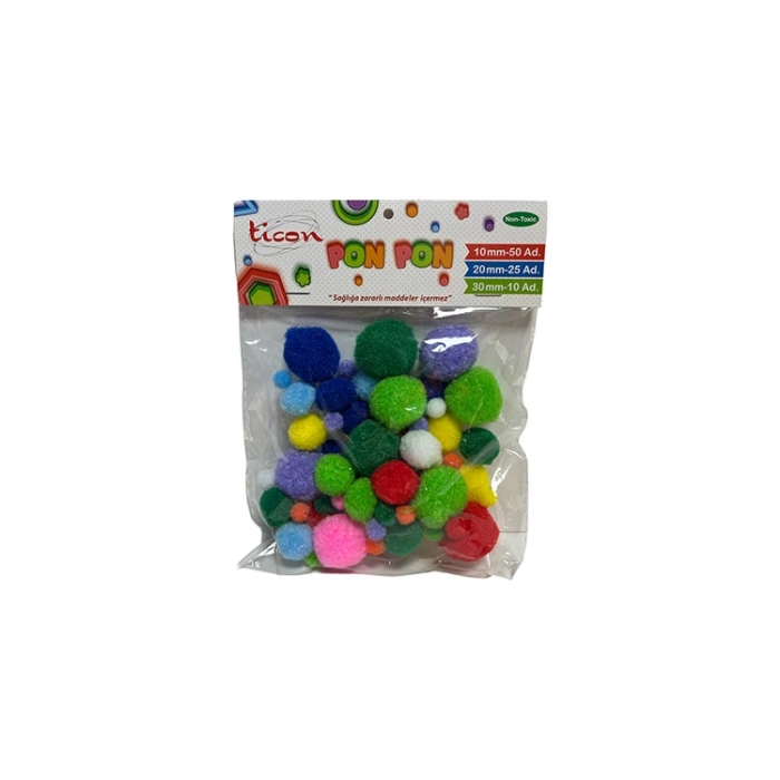TİCON 362112 PONPON 85Lİ PAKET 10-20-30mm.KARIŞIK