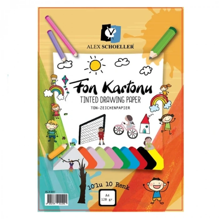 ALEX 35x50 120GR 10LU KARIŞIK RENK FON KARTONU POŞETLİ ALX-0572