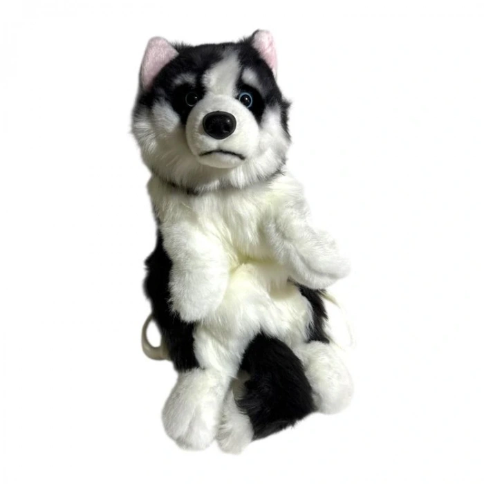 BEAR&DEER BD-CAT002 PELUŞ BÜYÜK KÖPEK ŞEKİLLİ SIRT ÇANTASI TEK GÖZLÜ SİYAH-BEYAZ