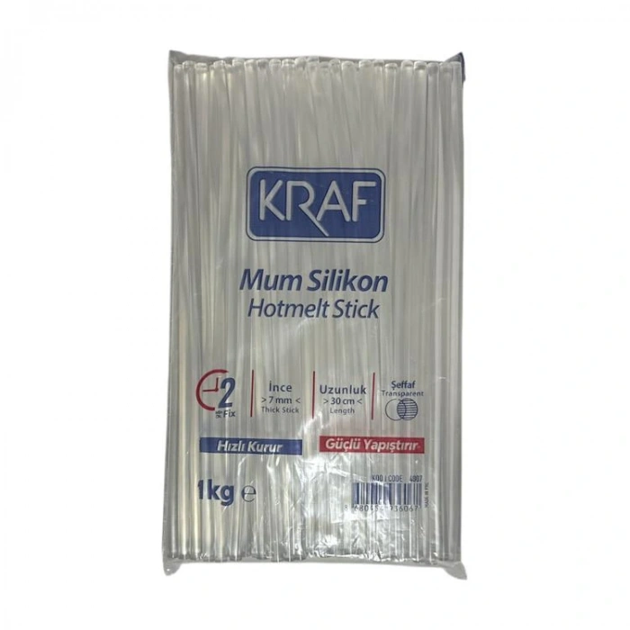 KRAF 4007 MUM SİLİKON ŞEFFAF İNCE 30 CM 1 KG