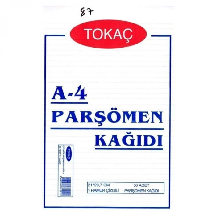 TOKAÇ 2230 PARŞÖMEN KAĞIDI A4 50Lİ ÇİZGİLİ