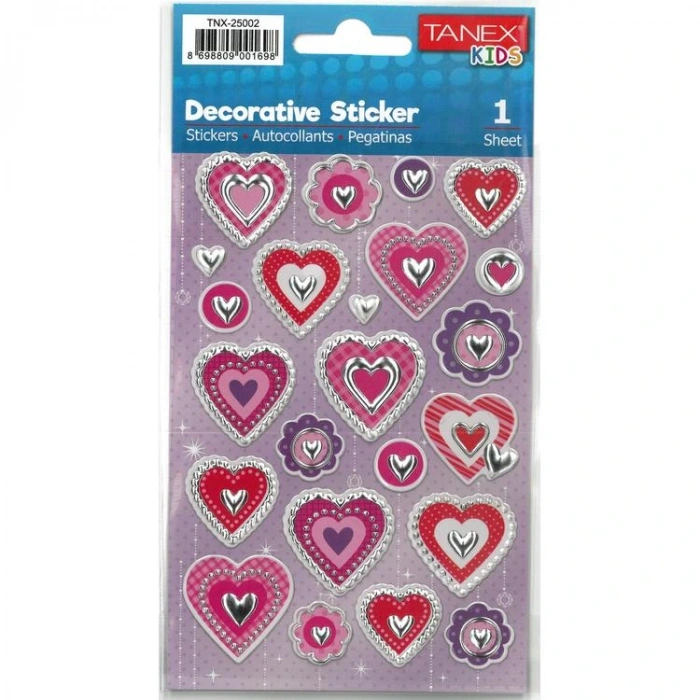 TANEX KIDS TNX-25002 DEKOTARİF ETİKETLER - KALP SERİSİ- 1 ADET