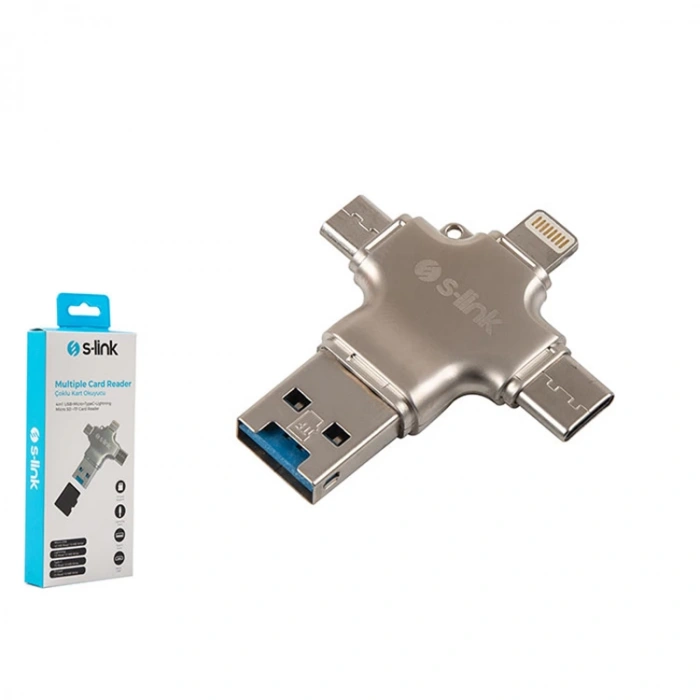 S-LINK SL-TA35M 4in1 USB+MICRO+TYPE-C+LIGHTNING MICRO SD (TF) ÇOKLU KART OKUYUCU