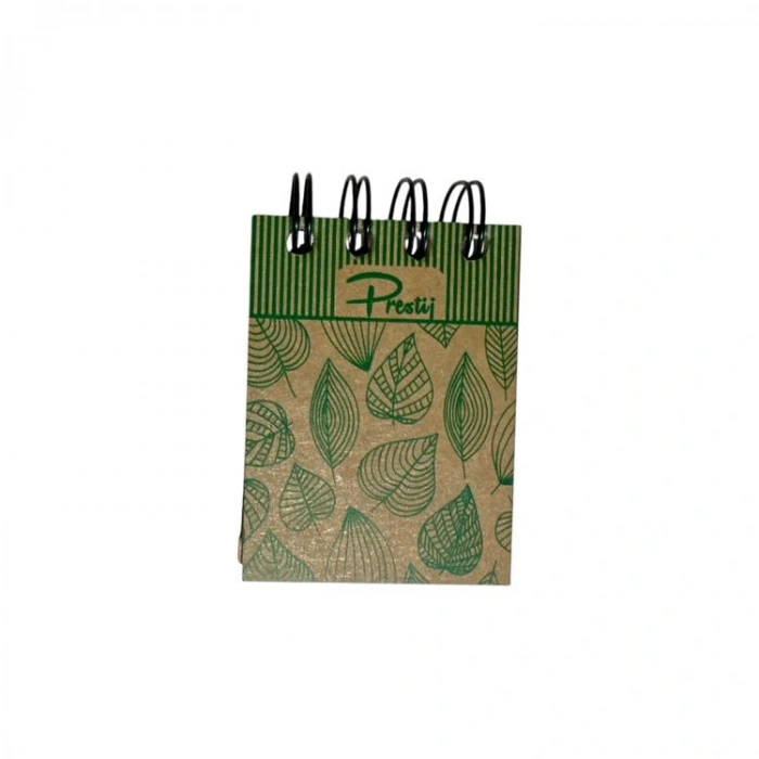 PRESTİJ 6X8 MİNİ ÜSTTEN SPİRALLİ KRAFT SERT KAPAK 144 YP ÇİZGİSİZ NOT DEFTERİ  -TEKLİ