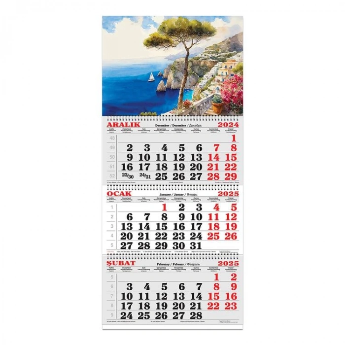 KESKİN 600033  3 AYLIK SPİRALLİ JUMBO DENİZCİ TAKVİMİ- AKDENİZ