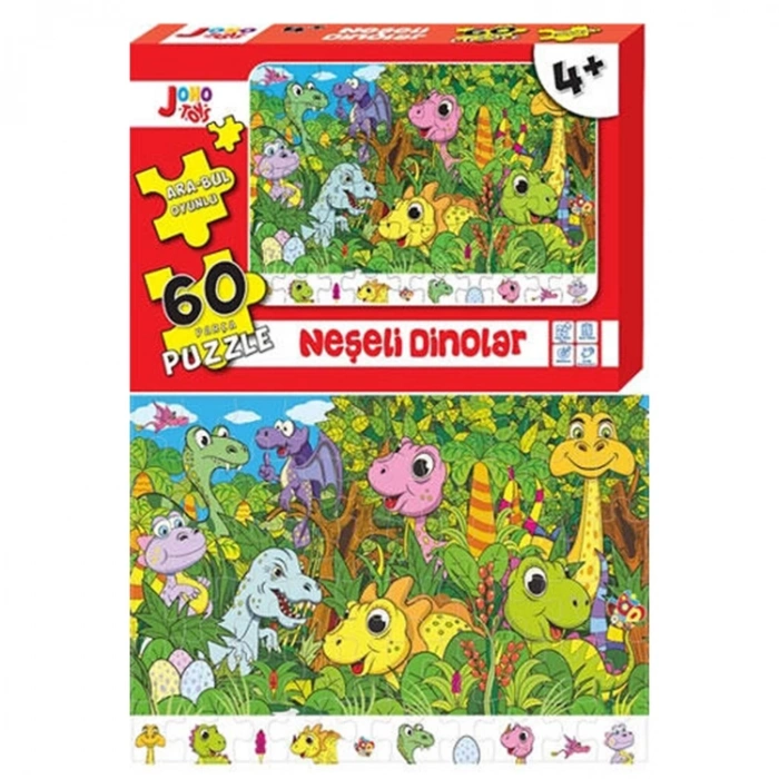 JOHO TOYS PUZZLE YAPBOZ NEŞELİ DİNOLAR 48x34cm 60 PARÇA