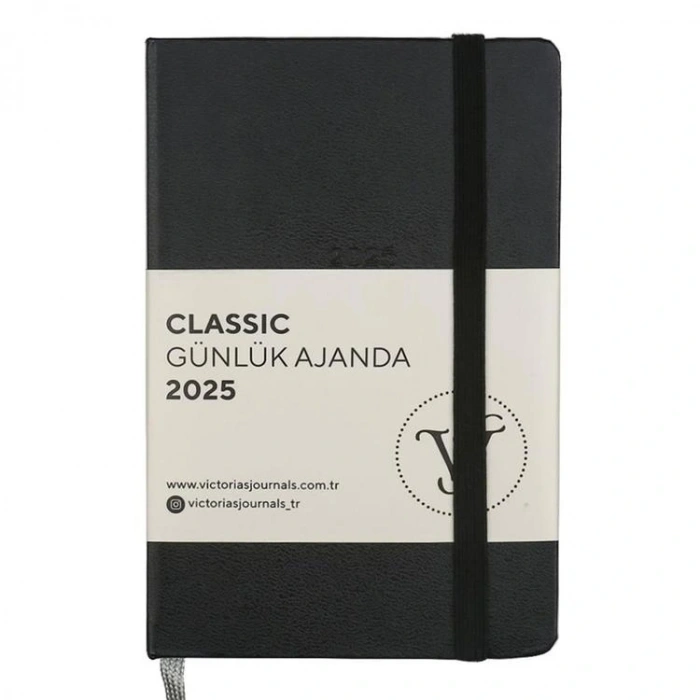 VICTORIAS JOURNALS 124-1483  9X14 CLASSIC LASTİKLİ GÜNLÜK AJANDA A5 - SİYAH