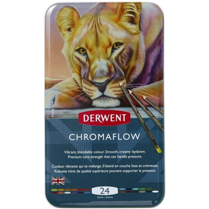 DERWENT CHROMAFLOW KURUBOYA KALEM SETİ 24 RENK TENEKE KUTU
