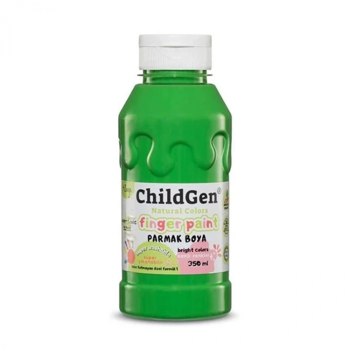 CHILDGEN NATUREL COLORS - PARMAK BOYASI CANLI RENKLER 350ml  YEŞİL