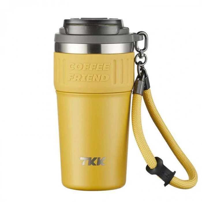 VAGONLİFE  T2023 TKK PİPETLİ KULLANIM ASKILI ÇELİK TERMOS MUG 630 ML TUNGSTEN STEEL SARI