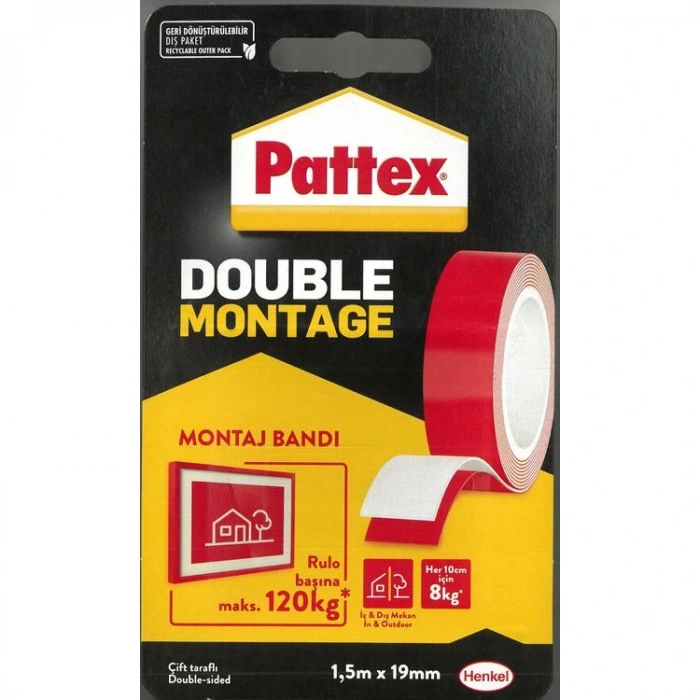 PATTEX 2928444  ÇİFT TARAFLI ŞEFFAF BANT 12MMX1.5MT