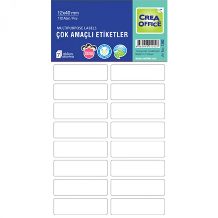 CREA OFC- 1202 12x40 BEYAZ OFİS ETİKETİ 7Lİ (112)