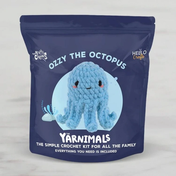 HELLO CRAFTS YN002 THE YARNIMALS CROCHET AMIGURUMI ÖRGÜ KİTİ -  AHTAPOT OZZY THE OCTOPUS (1 SET)