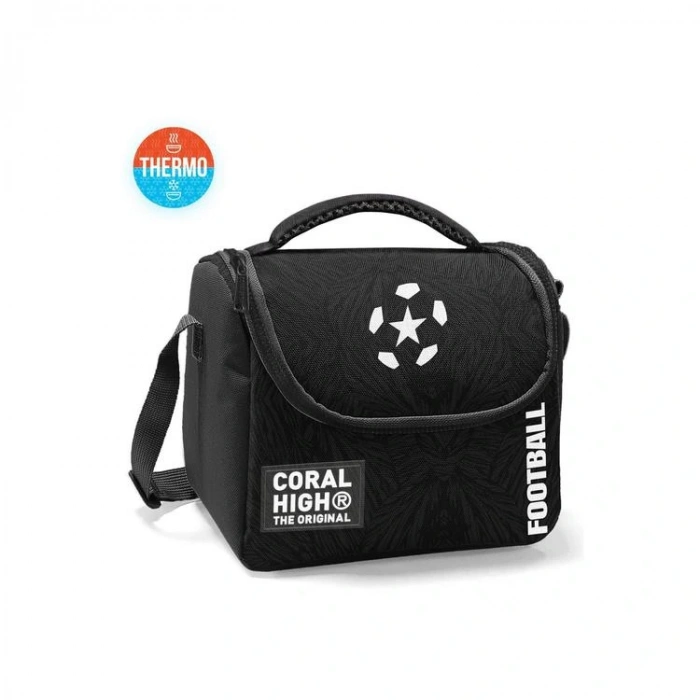 CORAL HIGH 22798 KIDS SİYAH FUTBOL DESENLİ THERMO BESLENME ÇANTASI