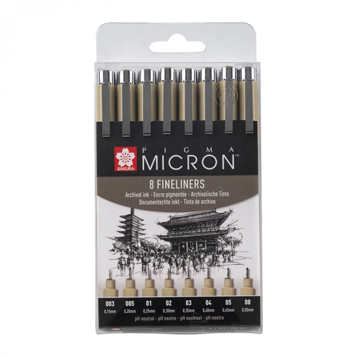 SAKURA PIGMA MICRON TEKNİK ÇİZİM KALEM SETİ 8Lİ