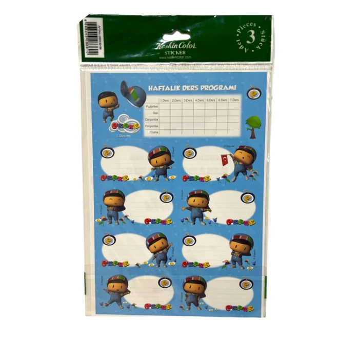 PEPEE DERS PROGRAMLI 3 LÜ OKUL ETİKETİ