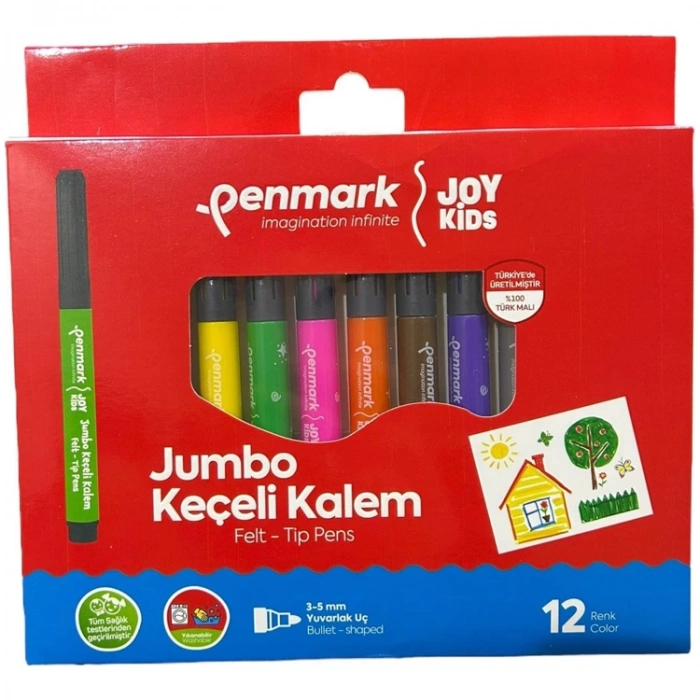 PENMARK HS-706-12 SÜPER YIKANABİLİR JUMBO KEÇELİ KALEM 12 Lİ SET