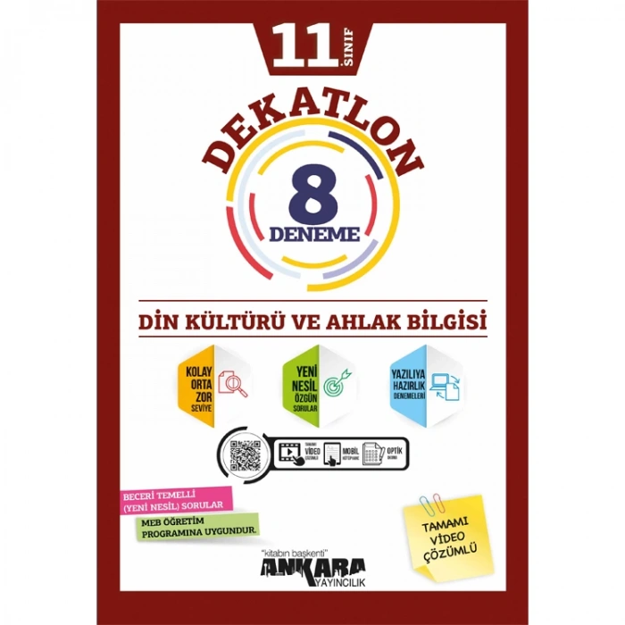 ANKARA YAY.11.SINIF DEKATLON DİN KÜLTÜRÜ DENEME 8 Lİ