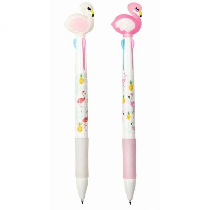 MİKRO MK-102  3 RENK BASMALI TÜKENMEZ KALEM FLAMİNGO