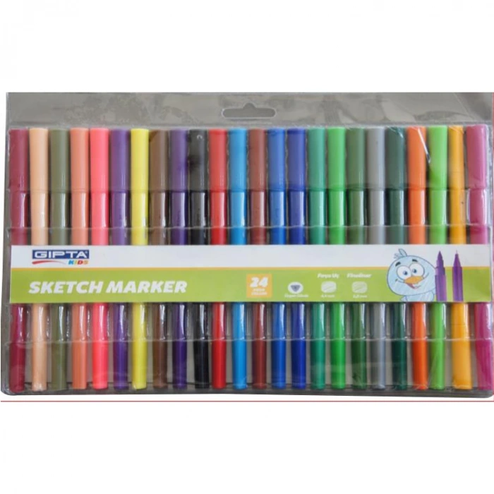 GIPTA SKETCH MARKER FIRÇA UÇ + FINELINER PVC ÇANTALI - 24 RNK