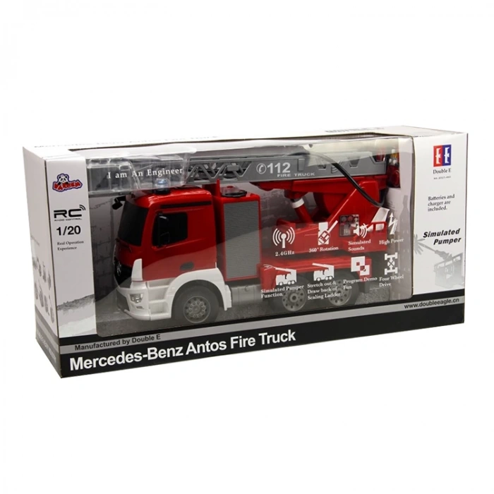 VARDEM DE-E527-003 UZAKTAN KUMANDALI KUTULU FULL FONKSİYON 1:20 ŞARJLI İTFAİYE ARACI (MERCEDES-BENZ ANTOS)