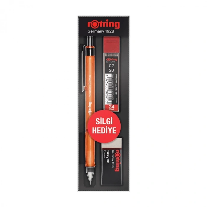 ROTRING VISUCLICK VERSATİL + MİN + SİLGİ 3LÜ OKUL SETİ - 0.7 mm TURUNCU