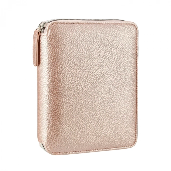 VICTORIAS JOURNALS 0284 KUTULU ZIPPER FOLDER ORGANİZER ROSE GOLD 14.8X21cm  80YP. ÇİZGİLİ DEFTER