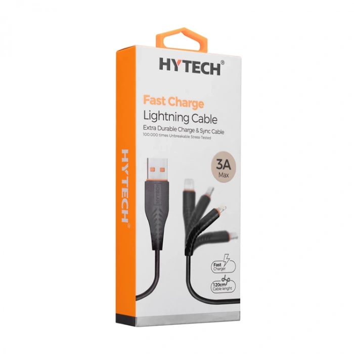 HYTECH HY-X335 1.2M 3A LİGHTNİNG SİYAH DATA + ŞARJ KABLOSU