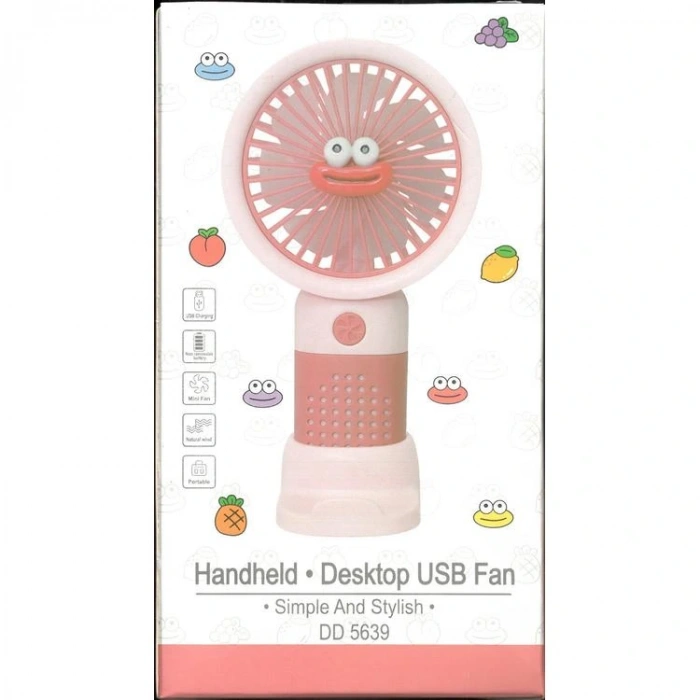 FANIX FNX-5639 ŞARJLI USB SABİTLENEBİLİR GÜLENYÜZ DESENLİ EL FANI  - TEKLİ